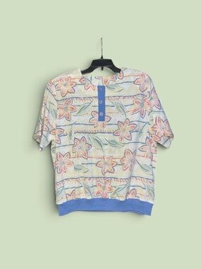 80s Vintage Women Floral Top